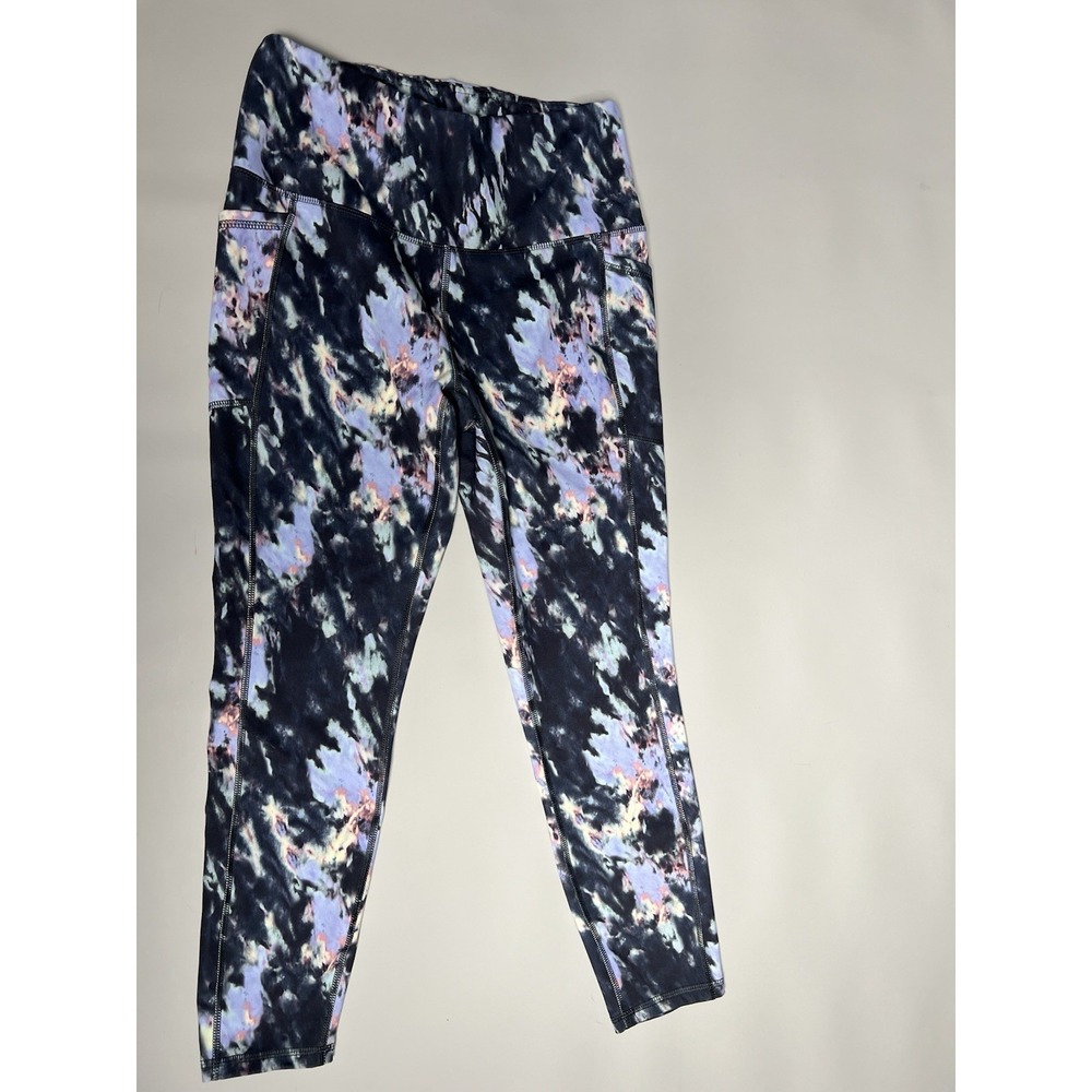 RBX Women's High Rise Yoga Ankle Leggings Abstract Print M Black Purple Pink